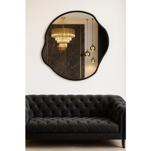 Lustro o organicznym kształcie w ramie - CYRKON W RAMIE